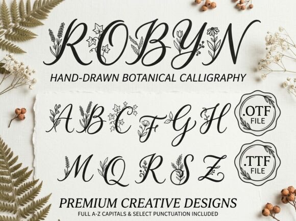 Robyn: A Botanical Calligraphy Font for Handmade Creators